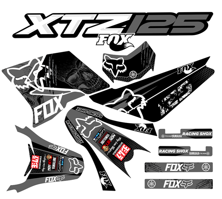 XTZ 125 PERSONALIZADA MOTOCROSS FOX V2 GRIS NEGRO Calcas Monkey