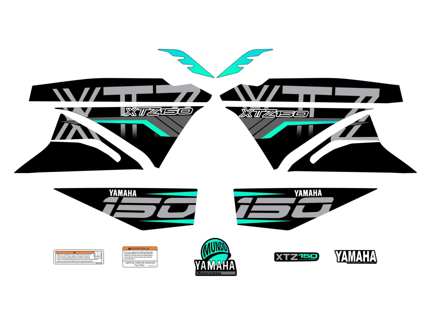 XTZ PERSONALIZADO COMPLETO TIPO 250 NEGRO MENTA AGUAMARINA