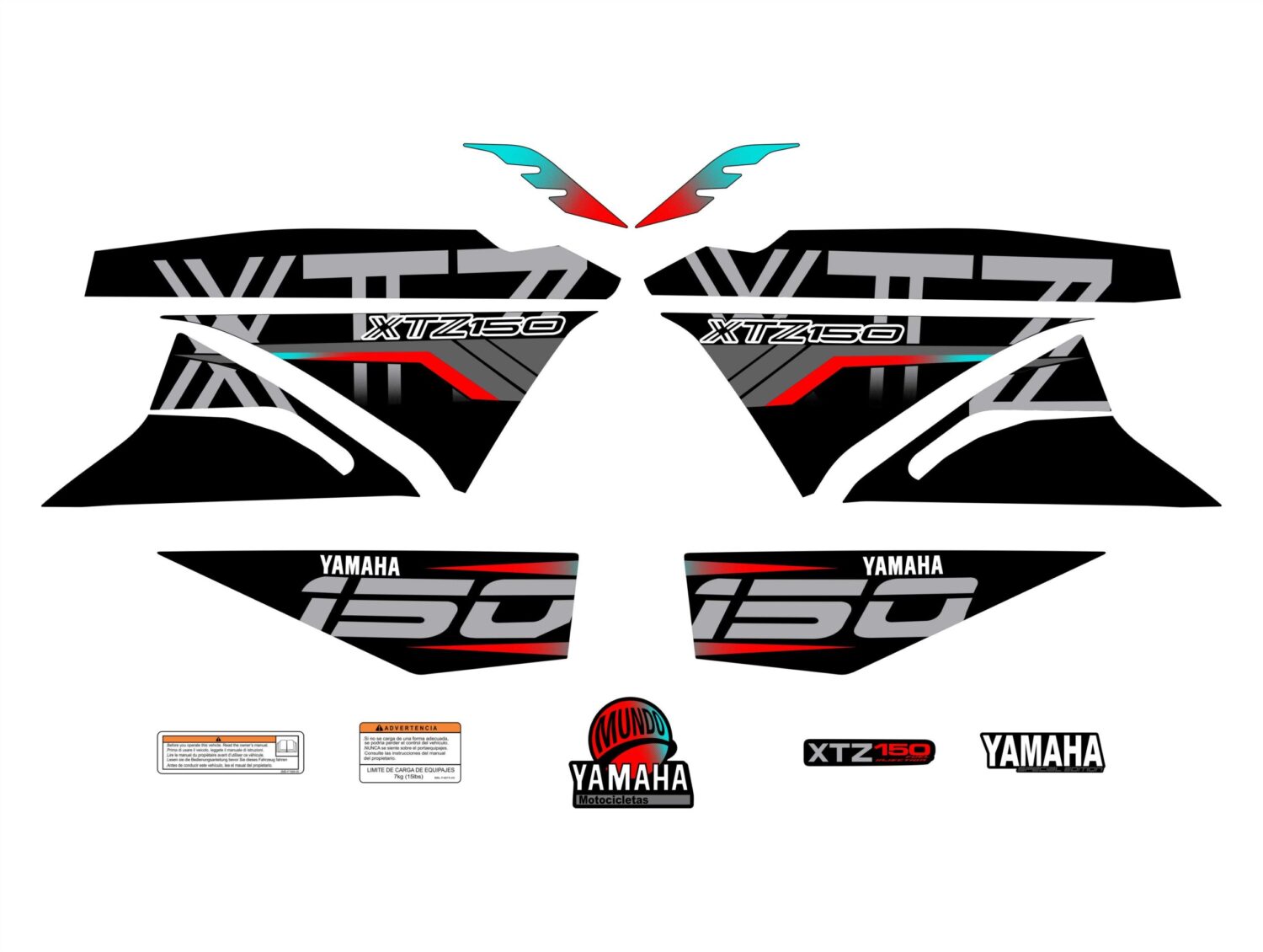 XTZ PERSONALIZADO COMPLETO TIPO 250 NEGRO AZUL CYAN