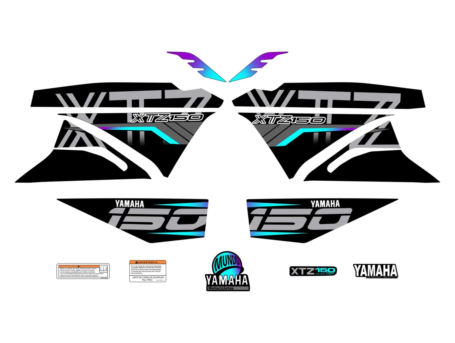 XTZ PERSONALIZADO COMPLETO TIPO 250 NEGRO MENTA MORADO