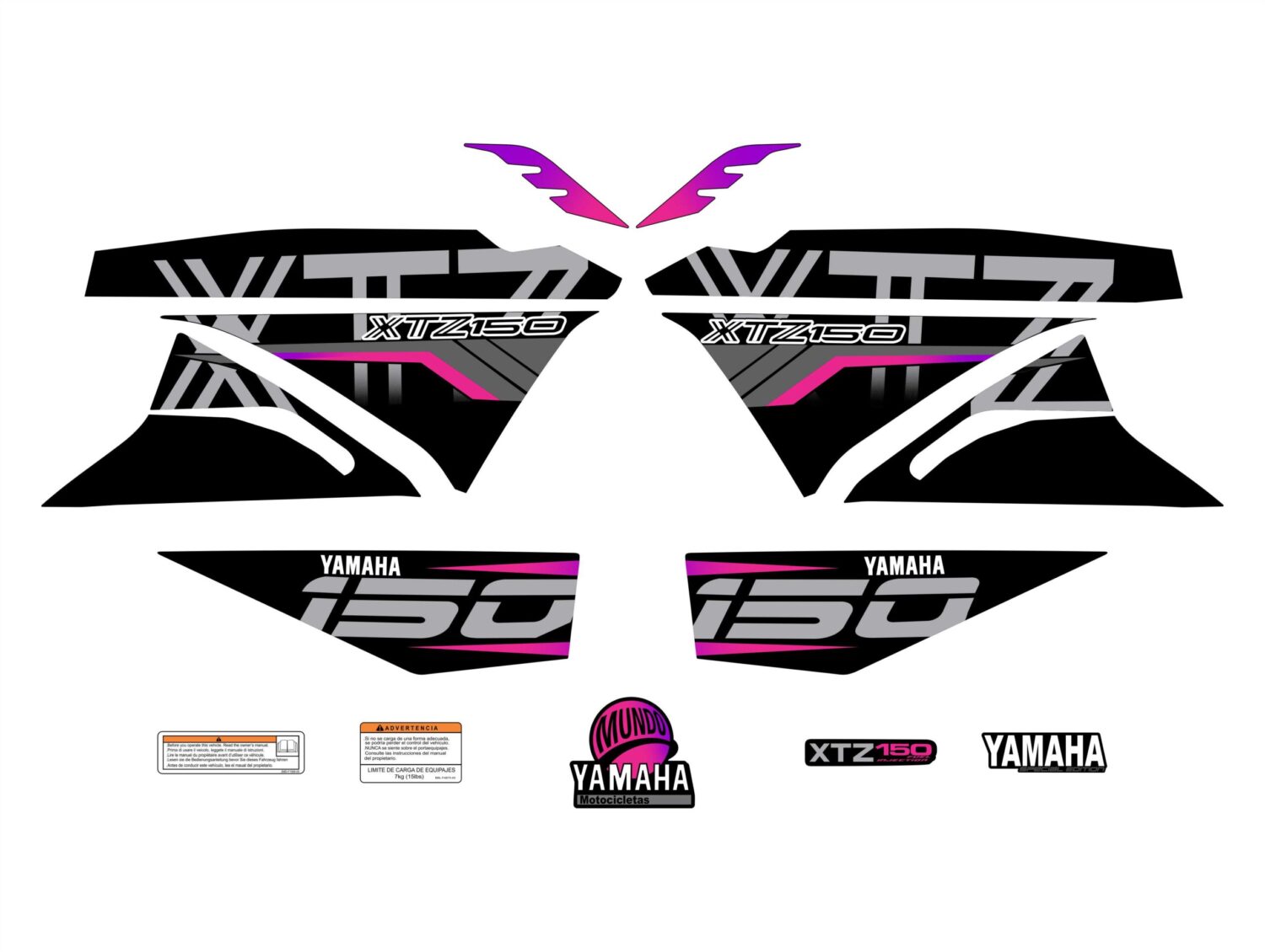 XTZ PERSONALIZADO COMPLETO TIPO 250 NEGRO MORADO FUCSIA