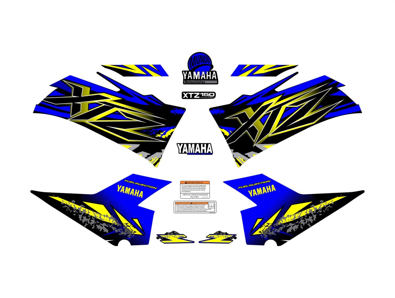 XTZ PERSONALIZADO CHISPAZO AZUL AMARILLO