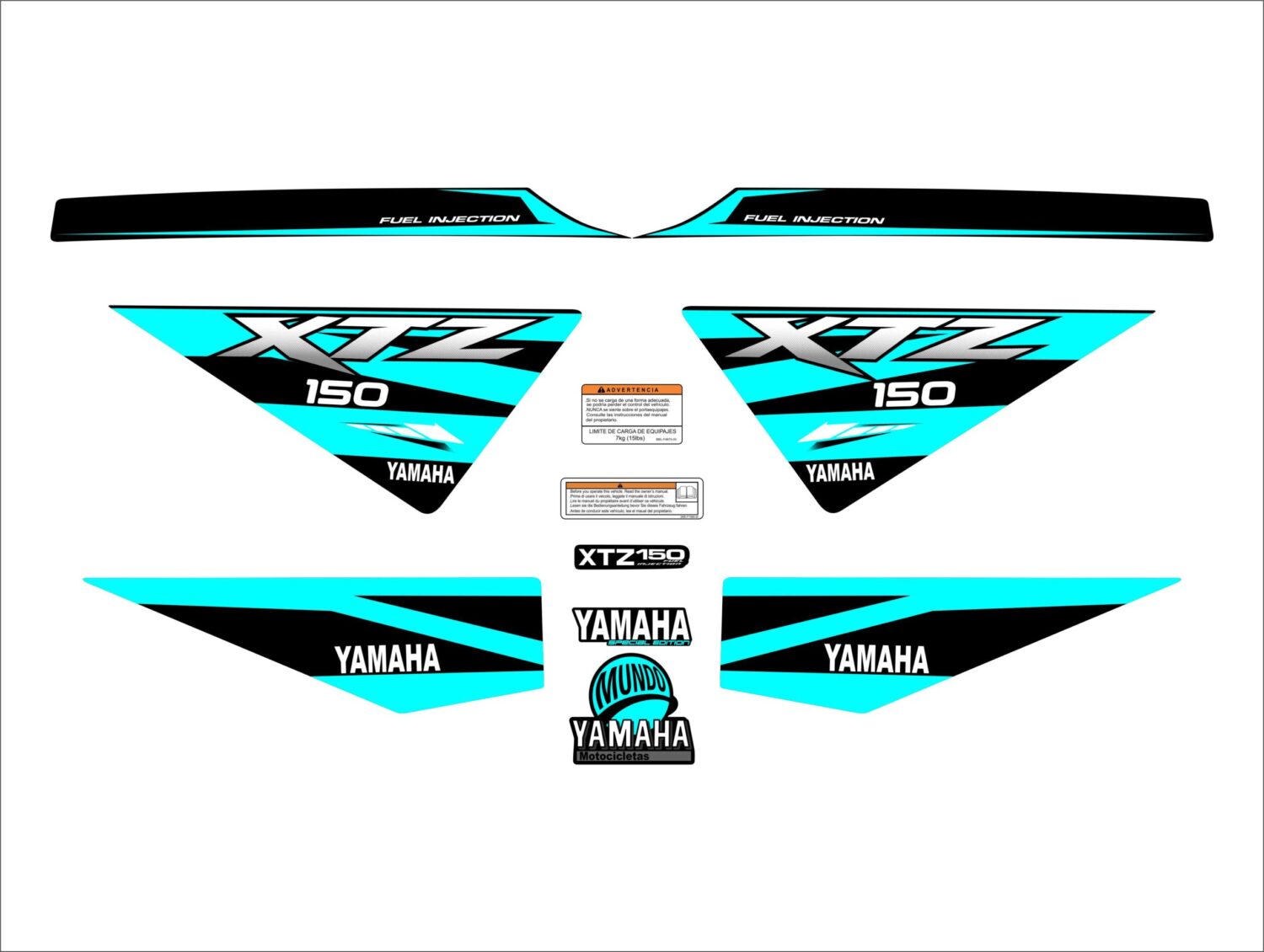 XTZ 150 PERSONALIZADA LINEAS CYAN