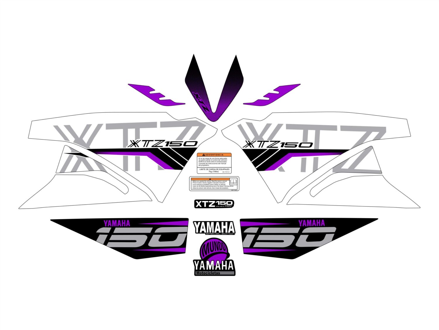 XTZ PERSONALIZADO COMPLETO TIPO 250 BLANCO MORADO