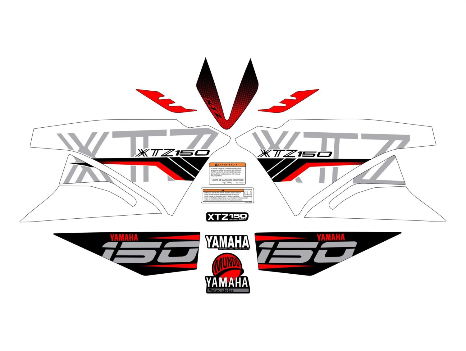 XTZ PERSONALIZADO COMPLETO TIPO 250 BLANCO ROJO
