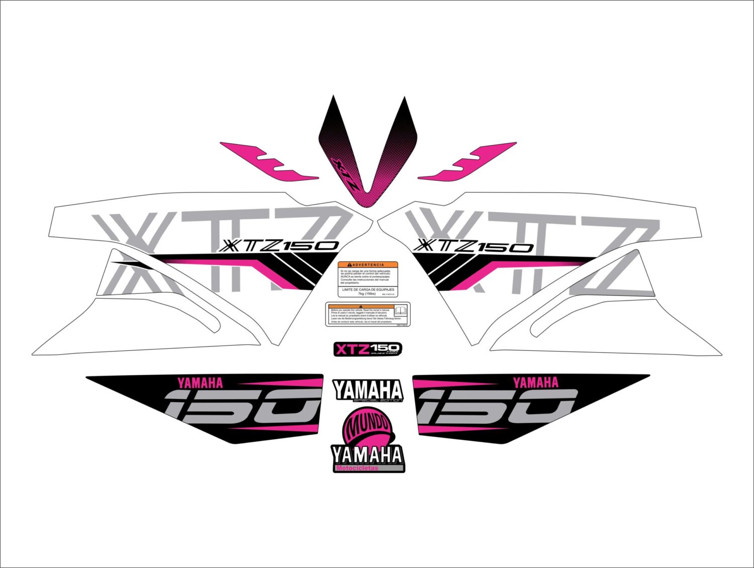 XTZ PERSONALIZADO COMPLETO TIPO 250 BLANCO FUCSIA