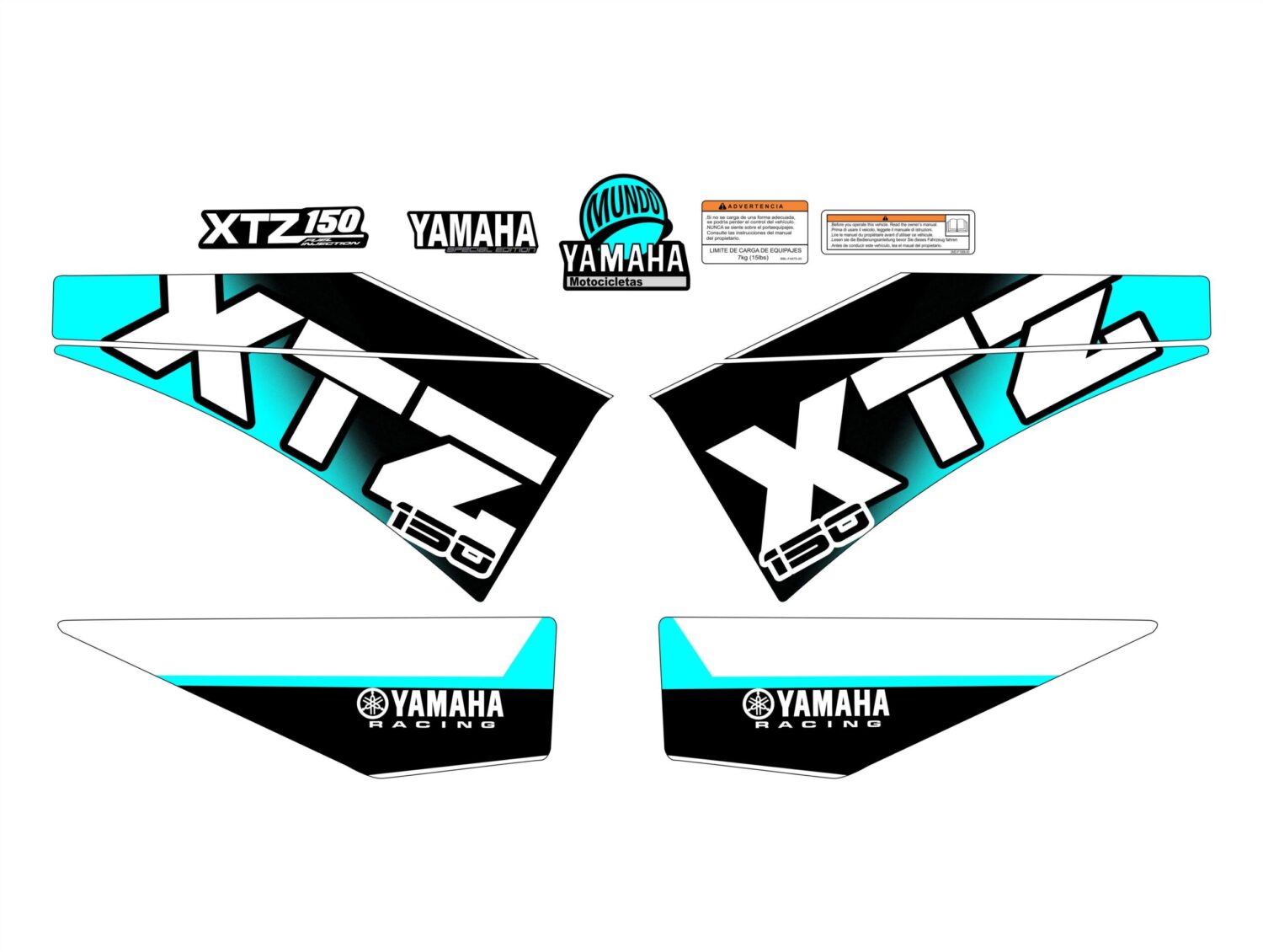XTZ 150 PERSONALIZADA ROUNDED CYAN