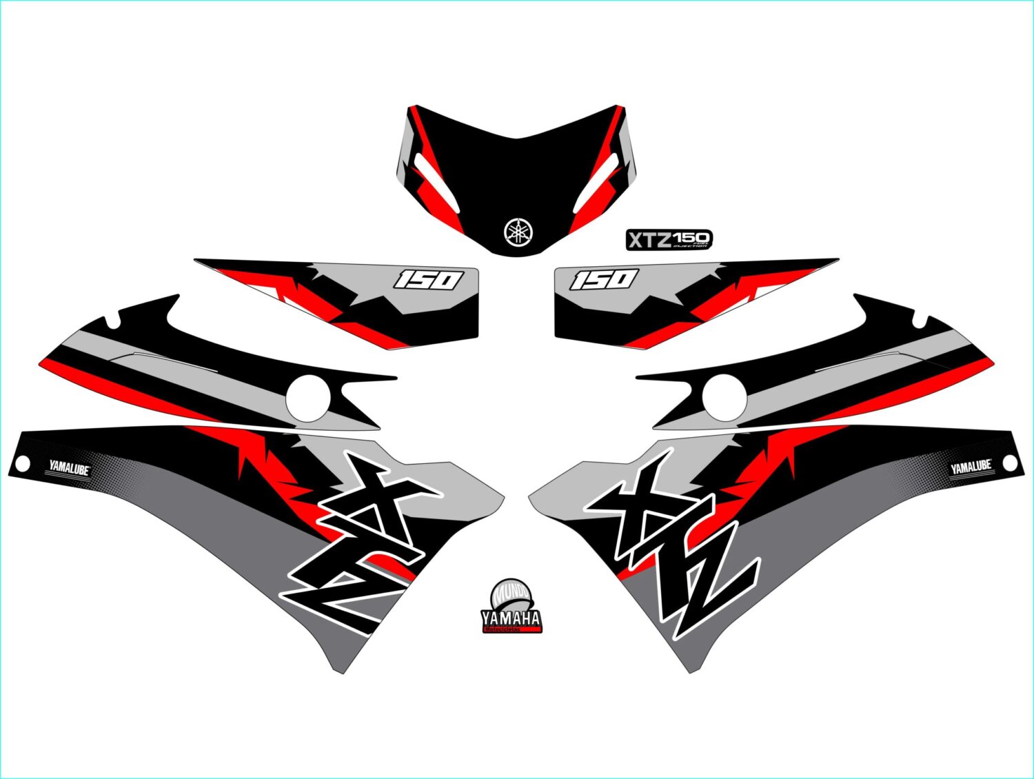 XTZ 150 PERSONALIZADA 3 LINEAS ROJO NEGRO GRIS