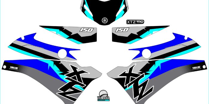 XTZ 150 PERSONALIZADA 3 LINEAS GRIS MENTA AZUL