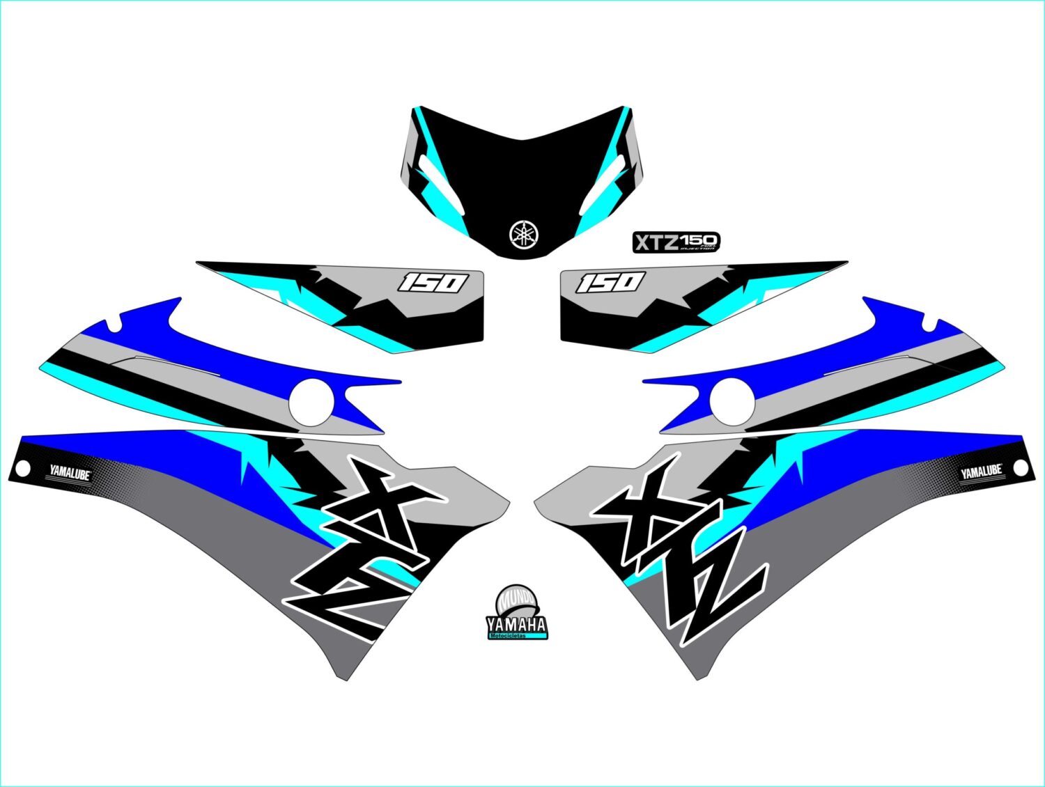 XTZ 150 PERSONALIZADA 3 LINEAS GRIS MENTA AZUL