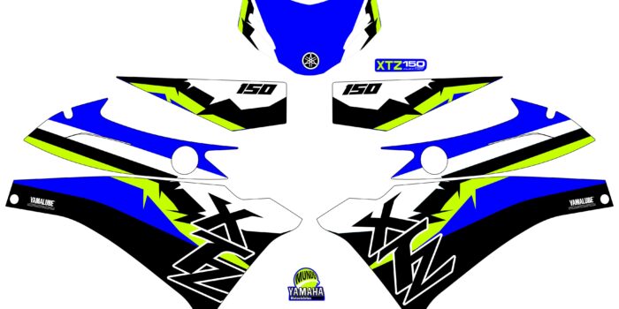 XTZ 150 PERSONALIZADA 3 LINEAS AZUL NEGRO VERDE
