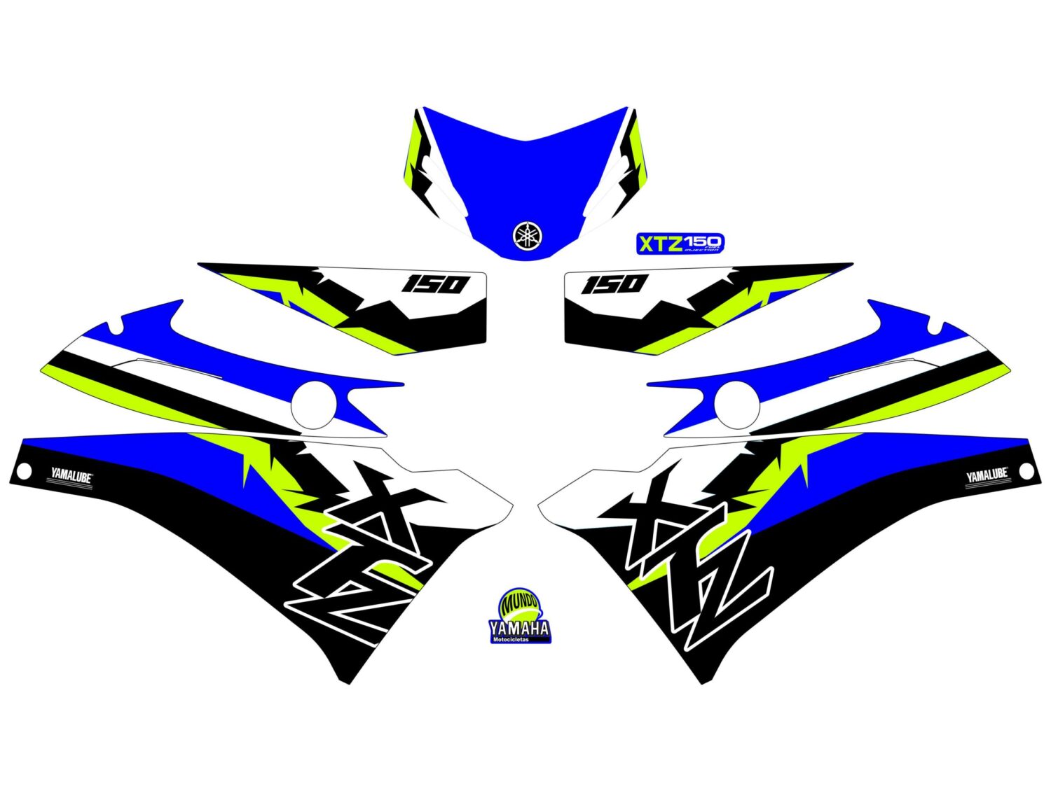 XTZ 150 PERSONALIZADA 3 LINEAS AZUL NEGRO VERDE