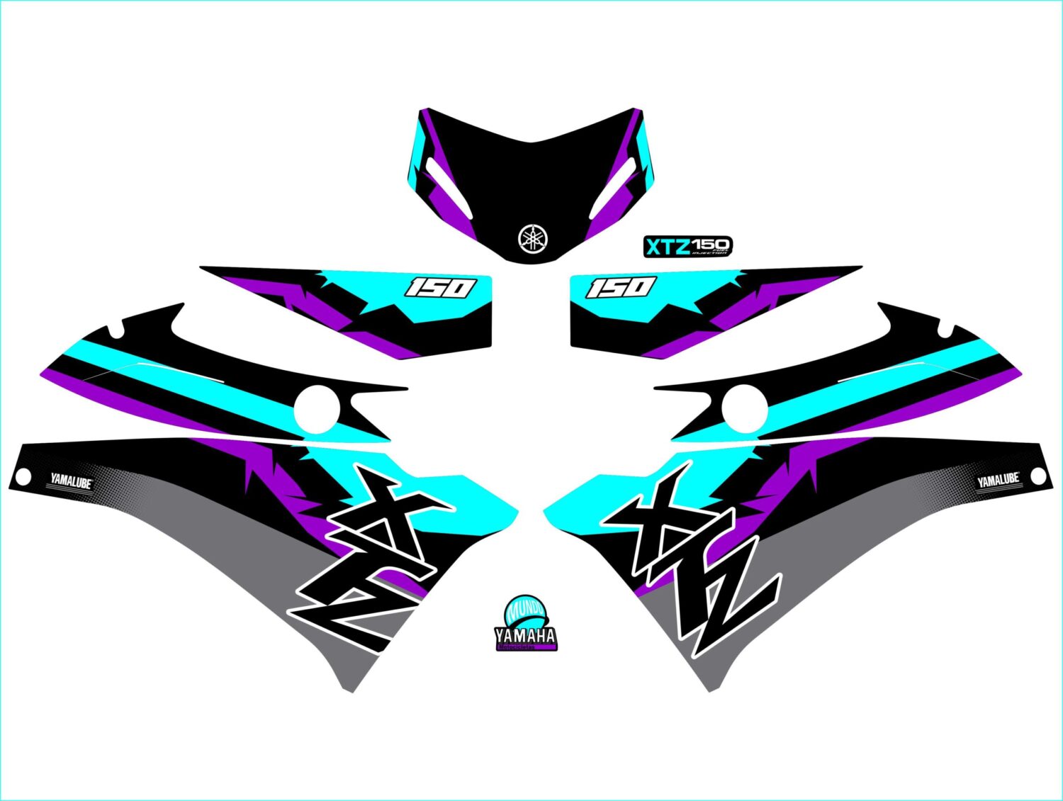 XTZ 150 PERSONALIZADA 3 LINEAS MENTA NEGRO MORADO
