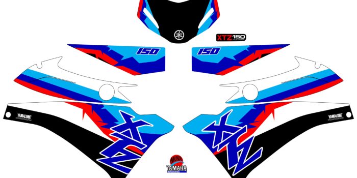 XTZ 150 PERSONALIZADA 3 LINEAS CYAN AZUL Y ROJO