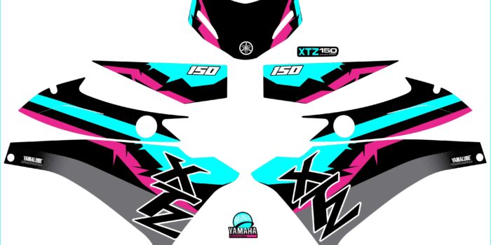 XTZ 150 PERSONALIZADA 3 LINEAS MENTA NEGRO Y FUCSIA