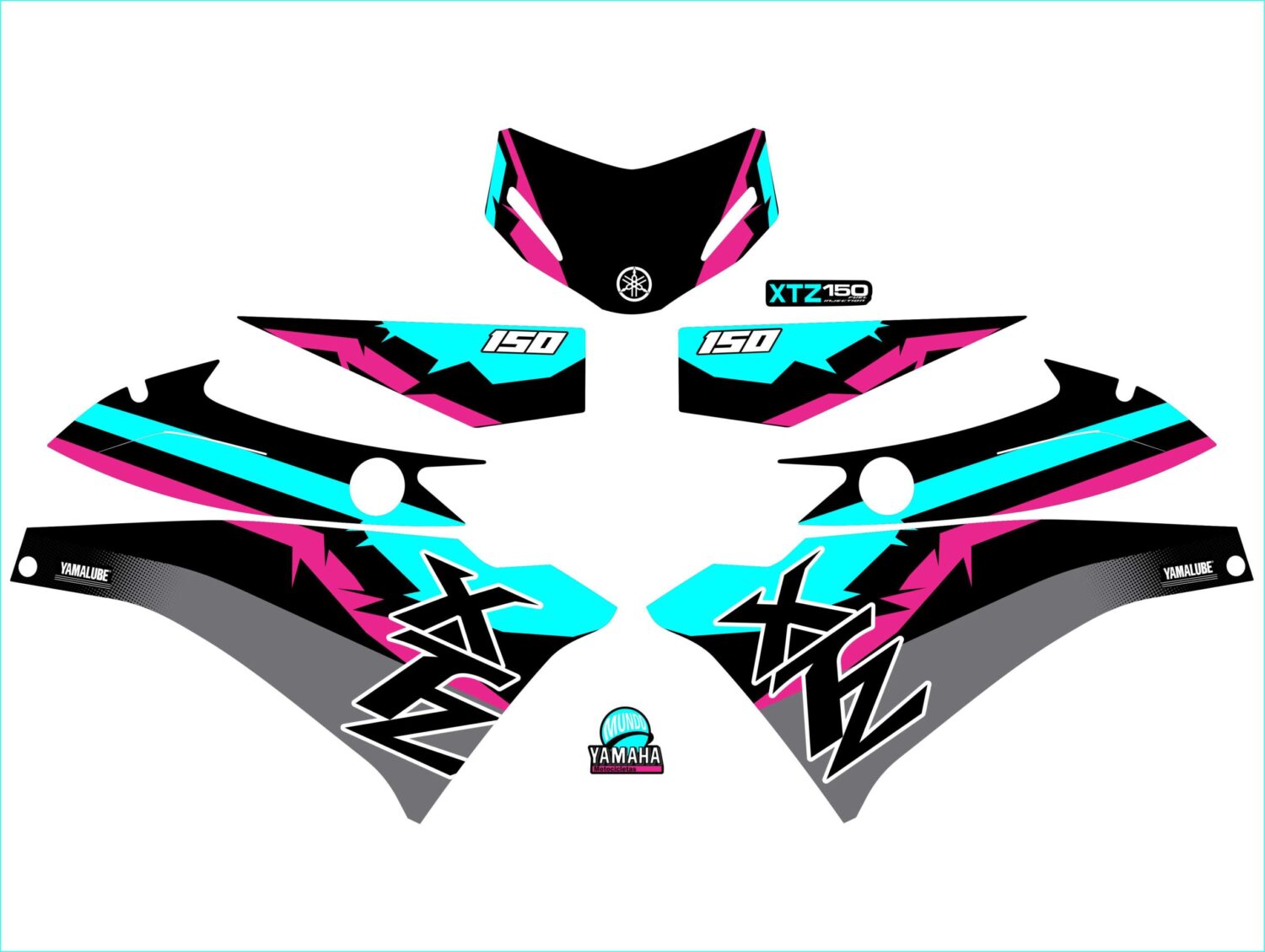XTZ 150 PERSONALIZADA 3 LINEAS MENTA NEGRO Y FUCSIA
