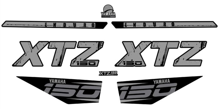 XTZ 150 LETRAS GRANDES TANQUE GRIS PLATA