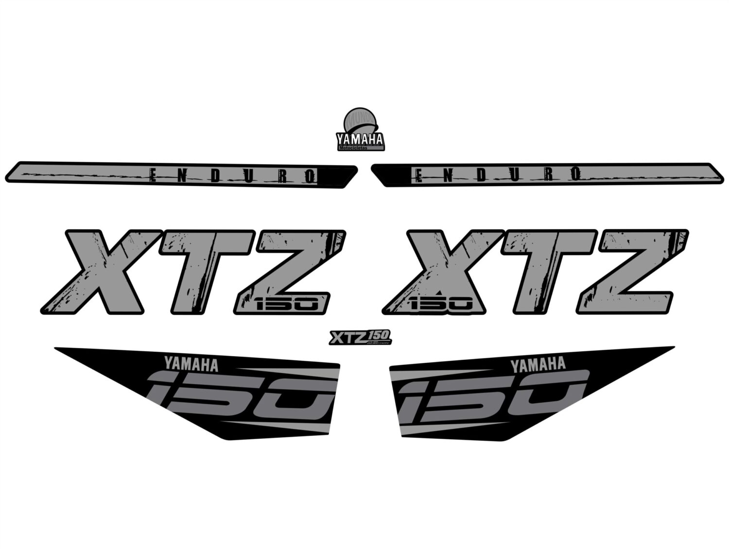 XTZ 150 LETRAS GRANDES TANQUE GRIS PLATA
