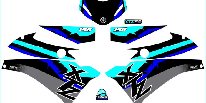 XTZ 150 PERSONALIZADA 3 LINEAS MENTA NEGRO Y AZUL
