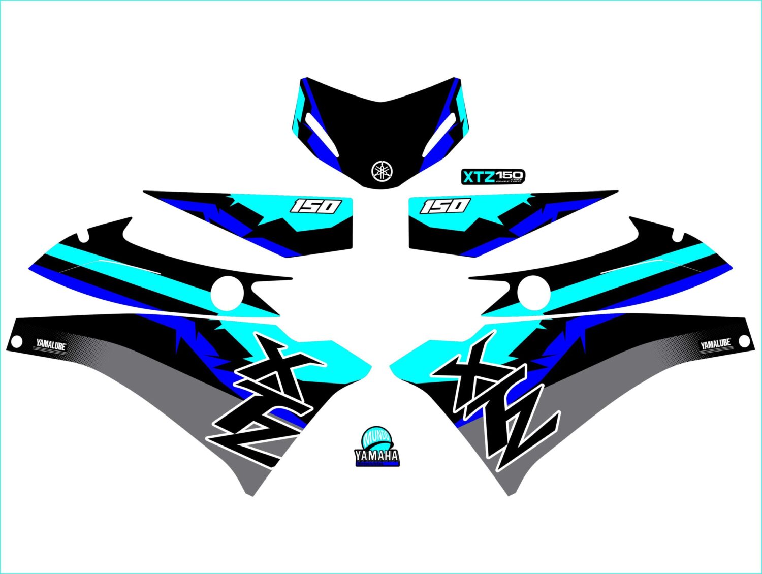 XTZ 150 PERSONALIZADA 3 LINEAS MENTA NEGRO Y AZUL