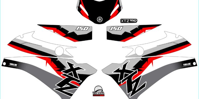 XTZ 150 PERSONALIZADA 3 LINEAS GRIS CLARO OSCURO Y ROJO
