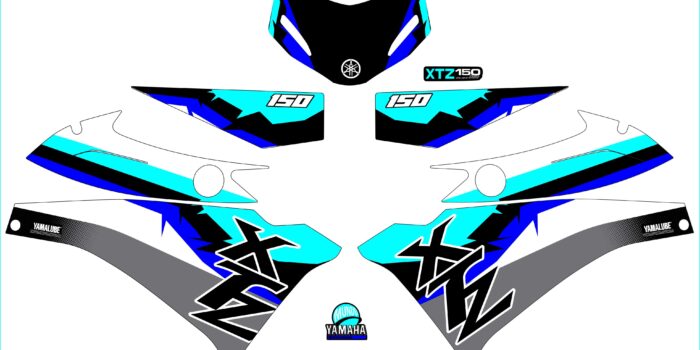 XTZ 150 PERSONALIZADA 3 LINEAS MENTA NEGRO Y AZUL