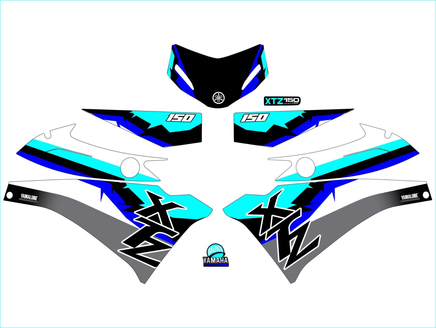 XTZ 150 PERSONALIZADA 3 LINEAS MENTA NEGRO Y AZUL