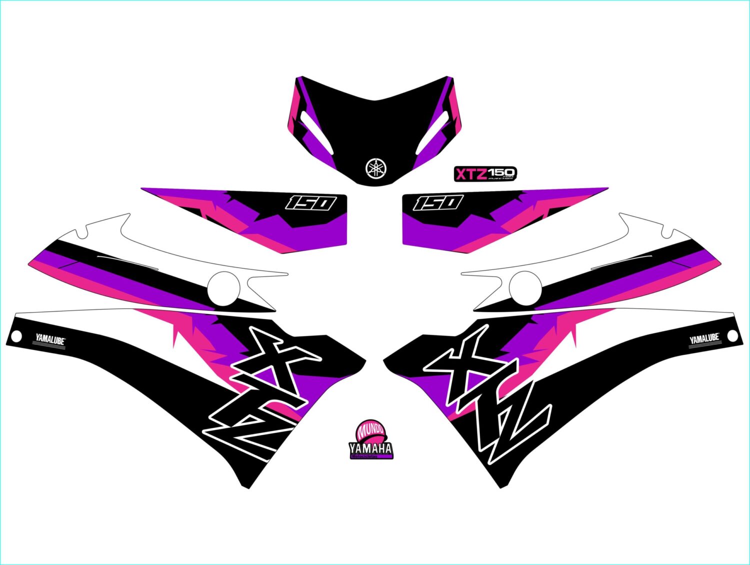 XTZ 150 PERSONALIZADA 3 LINEAS MORADO FUCSIA Y NEGRO