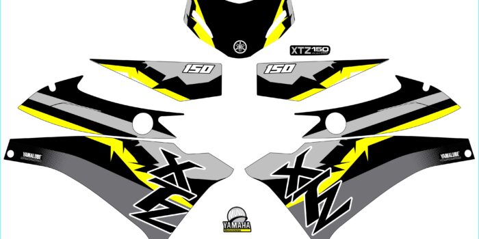 XTZ 150 PERSONALIZADA 3 LINEAS GRIS CLARO OSCURO Y AMARILLO